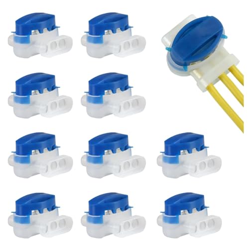 GWHOLE 10PCS 3-Way Wire Connectors Waterproof, for 22-14AGW Wires | Electrical IDC 314-BOX, Quick Splice Repair, Self Stripping, For Robotic Lawn Mower Irrigation Landscape Lighting - color: 10PCS