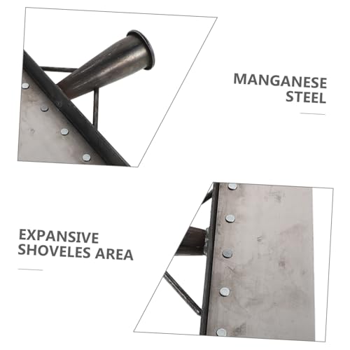 HOMSFOU Heavy Duty Manganese Steel Manure Scraper Shovel for Farm Maintenance and Driveway Cleaning, Concrete and Dung Scraping Tool, Silver Year-Round Use