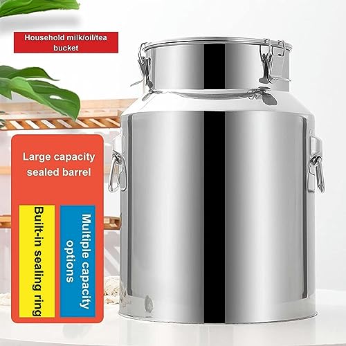 Food Grade Stainless Steel Jar for Storage Milk Transport Can Bucket Wine Pail Barrel with Sealed Lid for Milk Wine Liquid Storage Container - size: 14L