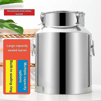 Food Grade Stainless Steel Jar for Storage Milk Transport Can Bucket Wine Pail Barrel with Sealed Lid for Milk Wine Liquid Storage Container - size: 22L