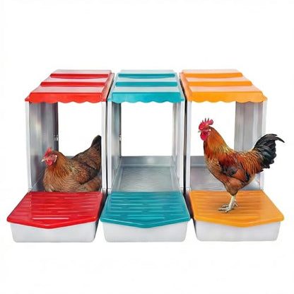 Chicken Nesting Boxes for Chickens, 3-Hole Modular & Detachable Roll-Away Egg Tray, Connectable up to 3 Units, Chicken Coop Accessory for Backyard & Farms