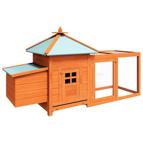 Rustic Large Chicken Coop 74.8 x 74.8 x 40.2 in Firwood Plywood Galvanized Steel Brown Weatherproof Outdoor Poultry House for Garden Backyard Homestead - color: Brown