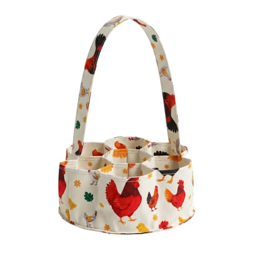 UKJENT Egg Collecting Basket, 7 Pouches Large Chicken Egg Gathering Basket, Machine Washable, Hold Different Size Eggs Collection Carrier Bag, Duck Goose Quail Fresh Eggs Collector, Farm & Home Use - color: Color 1