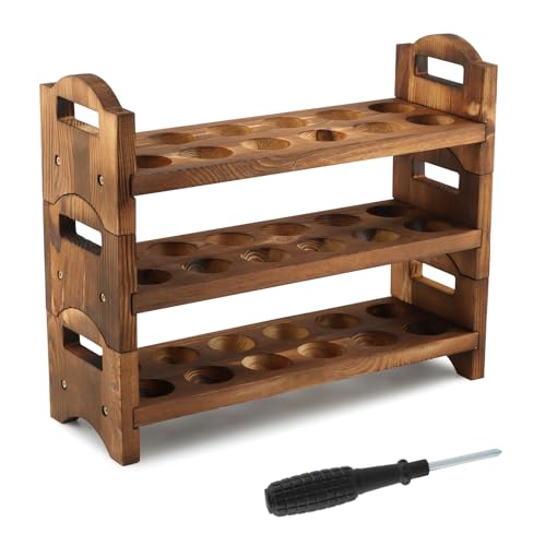 3-Tier Wooden Egg Holder Countertop, 36 Grid Stackable Farmhouse Egg Storage Rack, Rustic Kitchen Counter Decor Organizer For Fresh Chicken Duck Eggs, Housewarming Kitchen Gift