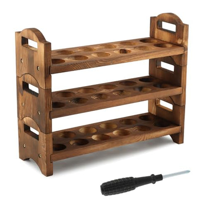 3-Tier Wooden Egg Holder Countertop, 36 Grid Stackable Farmhouse Egg Storage Rack, Rustic Kitchen Counter Decor Organizer For Fresh Chicken Duck Eggs, Housewarming Kitchen Gift