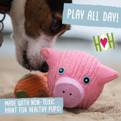 HuggleHounds Ruff-Tex Latex Ball Dog Toy - Dog Toys Rubber, Puppy Toys, Puppy Essentials, Pool Toy, Heavy Duty Squeaky Ball for Small, Medium & Large Dogs, All Breeds - Dottie Cow, Large - size: Large, style: Cow