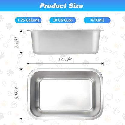 Bwogue Extra Large Dog Water Bowls - 1.25 Gallons, Stainless Steel, High Capacity for Large & X-Large Dogs - color: 1 Bowl, size: 1.25 Gallons