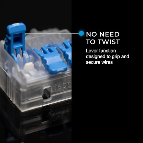 Ideal Electrical in-Sure Lever Wire Connector,12 AWG, 3-Port (30-05L23), Bag of 50—Compact Releasable Connectors for Solid and Stranded Wires - size: Bag of 50, style: 3 Port / 12-24 AWG