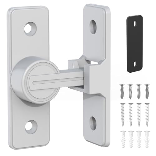 Barn Door Lock Hardware, Heavy Duty 90 Degree Flip Latch Privacy Lock, Zinc Alloy Sliding Barn Door Latch for Bathroom, Bedroom, Closet, Garage, Shed and Gate (White-1PC) - color: White-1PC