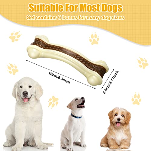 Sosation 6 Pcs Dog Toys for Aggressive Chewers Christmas Nylon Beef Flavor Bones Tough Puppy Teething Toys Puppy Chew Bones for Large Medium Small Breed Dogs Puppies(Large) - size: Large