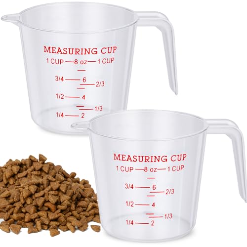 2 Pcs 1 Cup Dog Food Scoop Plastic Measuring Cups with Handle,Pet Food Measuring Scoops with Precise Markings for Dog, Cat or Bird Food (1 CUP) - size: 1 CUP