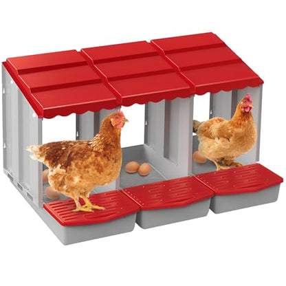 Chicken Nesting Boxes,3 Hole Nesting Box for Chicken Coop, Rolling Egg Collection and Protection Nesting Boxes - size: 3 Compartment