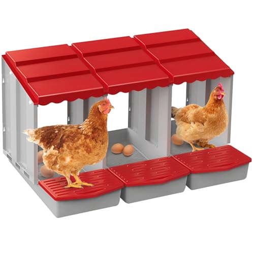 Chicken Nesting Boxes,3 Hole Nesting Box for Chicken Coop, Rolling Egg Collection and Protection Nesting Boxes - size: 3 Compartment
