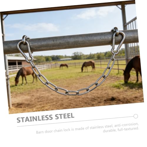 Ipetboom 1 PC Gate Latch Barn Chain Lock Stainless Steel Horse Gate Lock Adjustable Fence Gate Pull Lock Latch Gate Opener for Metal Wooden Fences Garden Backyard Door for Home