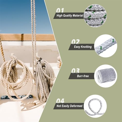 3/8 Inch x 100 Feet 4800Lbs Double Braid Polyester Strong Pulling Strength Rope - color: White, size: 3/8" 100ft