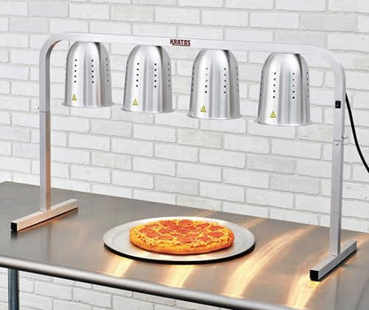 Kratos Commercial Food Warmer, Freestanding Heat Lamp with Four Bulbs, Adjustable Height, Silver, 120V, 1000W (31M-008) - size: 4 Bulb-Silver