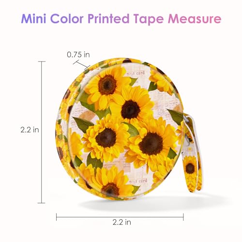 Two-Piece Sewing Tape Measure，Colour Printed Small Retractable Soft Measuring Tape for Tailor Cloth Fabric Body Measurements. - color: Flower Three