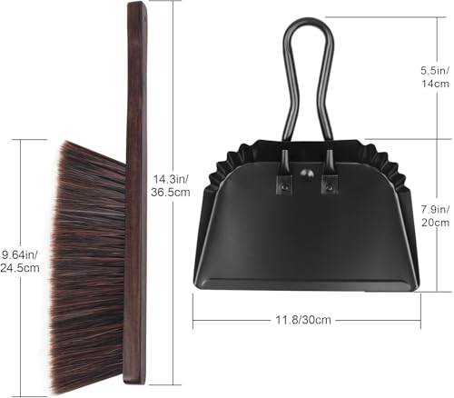 Dust Pan and Brush Set-Handheld Angled DustPan and Hand Broom Set, Large dust pan with handle,Heavy Duty Metal Dustpan and Brush Set Home For Small Item Sweeping Rubber Coated Easy to Grasp Handle - size: Dustpan and brush 11.8*14.3 Inch