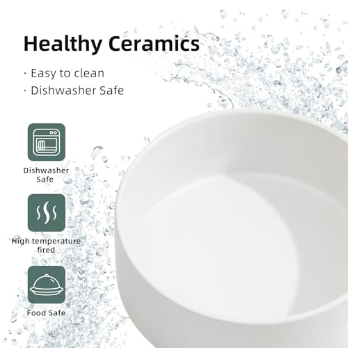 Havniva 5.1” Ceramic Dog Bowls, Small Dog Food and Water Bowl Set of 2, Durable Dog Water Bowl with Non-Slip Rubber Base Large Capacity Pet Feeding Bowl for Small Dogs - color: Matte White, size: 5.1 Inch