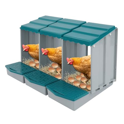 Chicken Nesting Boxes, 3 Compartment Nesting Boxes for Laying Eggs, Roll Away Nesting Box Egg Collection Tray, Wall Mount Poultry Roll Away Chicken Laying Boxes (Grey) - color: 3 Compartment Nesting Boxes (Grey)