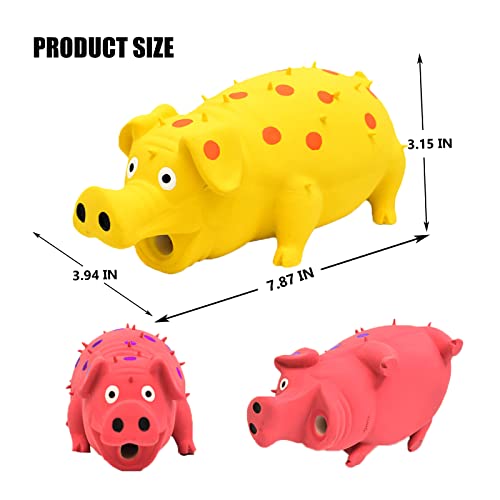 Pig Squeaky Dog Toy, 2 PCS Interactive Rubber Dog Chew Toy - Durable Latex Spot Grunting Pig Toys that Oink for Small Medium Large Dogs (Yellow, Pink) - color: Yellow, Pink