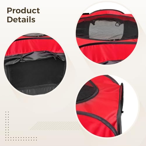 Portable Brooder Box for Chicks, Indoor Kit, 3.7 Ft X 3.7 Ft X 1.7 Ft, Red-Black Oxford Fabric with Mesh Ventilation