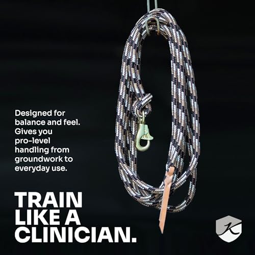 Kensington Clinician Equine Training Lead Rope – 15ft Heavy Duty Braided Horse Lead with Swivel Bull Snap | Color: Hunter w/Satin