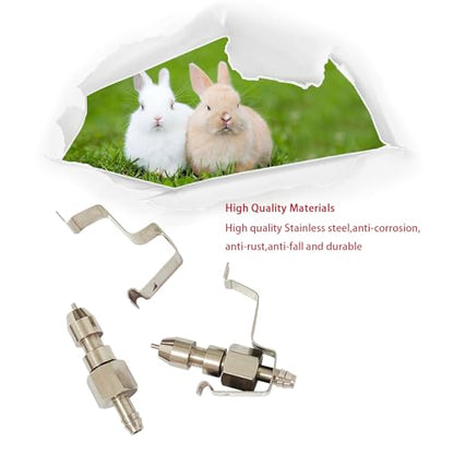10pcs 304 Stainless Steel Rabbit Water Nipple Drinker with Card for Rodent Cage