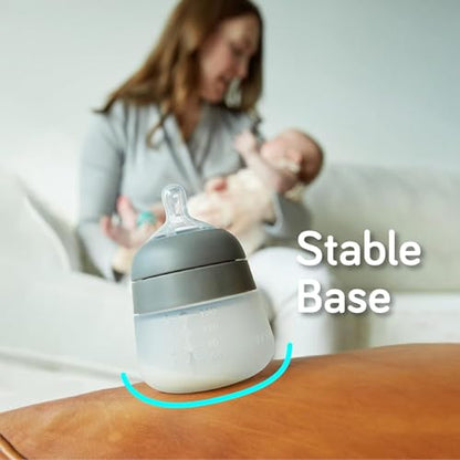 Nanobebe Flexy Silicone Baby Bottle, Anti-Colic, Natural Feel, Non-Collapsing Nipple, Non-Tip Stable Base, Easy to Clean 2-Pack, Gray, 5 oz - color: Grey, style: 5 Ounce 2-Pack
