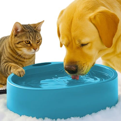 Heated Water Bowl for Dog Cat, Outdoor Warming Dog Bowl with Chew Resistant Power Cord, Waterproof Heat Pet Bowl Smart Heating in Winter Antifreeze for Dog Cat Chicken Duck, 125 fl oz (Teal Blue)