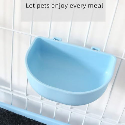 2 PcsRabbit Food Water Bowl, Guinea Pig Plastic Food Basin Dish, Chinchilla Hanging Portable Feeding Bowl (Pink and Blue)