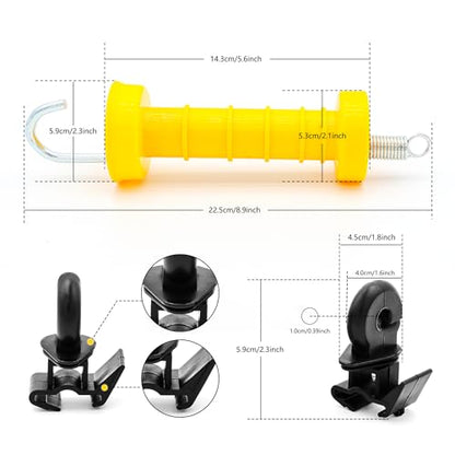 Electric Fence Spring Gate Handle Set with Insulators and Anchor, Yellow (MB2Pcs+4B) - style: MB2Pcs+4B