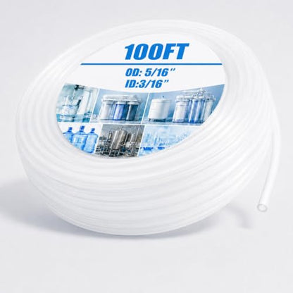 Nuanchu 100ft Polyethylene Tubing, 5/16" Od, 3/16" Id, 1/16" Wall Polyethylene Tubing Food Grade White Translucent Hose for Water, Beverage Pump, Homebrew, Brewing - size: 5/16" Od, 3/16" Id, 1/16" Wall