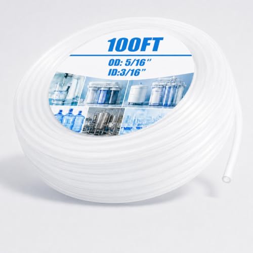 Nuanchu 100ft Polyethylene Tubing, 5/16" Od, 3/16" Id, 1/16" Wall Polyethylene Tubing Food Grade White Translucent Hose for Water, Beverage Pump, Homebrew, Brewing - size: 5/16" Od, 3/16" Id, 1/16" Wall
