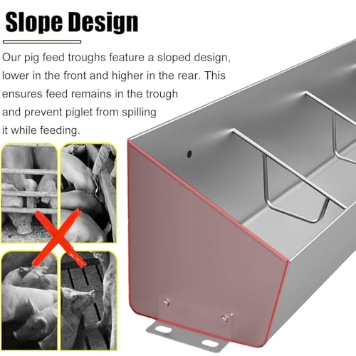 3.3′ 4.9′ 6.6′ Long Stainless Steel Piglet Feeding Trough, Compartment Pig Feeder for Efficient Pig Feeding, Heavy-Duty Livestock Feeding Trough Tool for Hog Farm Sheds Pen, Easy to Clean(1.5m/4.9ft - - size: 1.5m/4.9ft - 8 Places