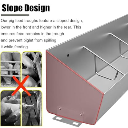 3.3′ 4.9′ 6.6′ Long Stainless Steel Piglet Feeding Trough, Compartment Pig Feeder for Efficient Pig Feeding, Heavy-Duty Livestock Feeding Trough Tool for Hog Farm Sheds Pen, Easy to Clean(1.5m/4.9ft - - size: 1.5m/4.9ft - 8 Places