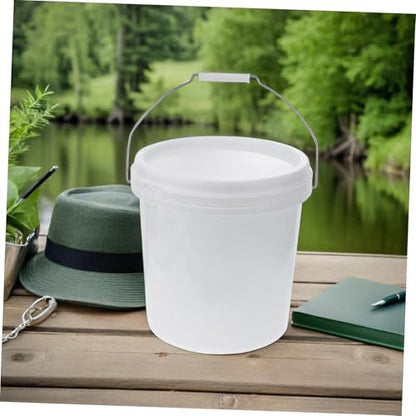 HEALLILY Food Container Sand Bucket All Purpose Pail 5 Gallon Buckets Food Storage Containers with Lids Airtight Pails Mop Bucket Toy Food with Cover Vomit Bucket Food Grade Plastic White