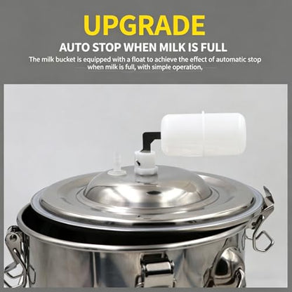 2-in-1 Electric Milking Machine for Cattle and Sheep, Portable Pulse Control Milker, Rechargeable Battery Powered, with 4 Teat Cups 1 Food Grade Milk Bucket Suitable for Small 5L - size: 5L