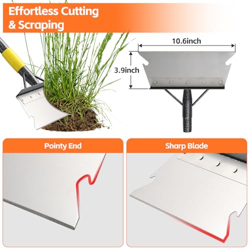 Garden Shovel, Weeding Tool, Multifunctional Garden Cleaning Shovels, 72 Inch Floor Scraper Long Handle, Heavy Duty Metal Flat Spade Shovel for Lawn Edging, Crack Weeder, Ice Chopper, Snow Shovel - size: 72"