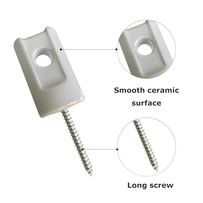 50 Pack Electric Fence Insulator Porcelain Insulator, Heavy Duty Ceramic Lag Screw Insulator Porcelain Lag Screw Insulator, Suitable for Wood Post Wire Farm Fencing Supplies - style: 50 PCS