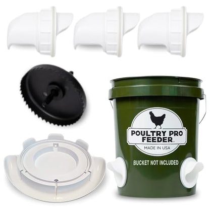 Poultry Pro Chicken Feeder & Waterer Set - As seen on Shark Tank, 3 Ports, Seal Bushings, Hole Saw & Waterer, DIY Feeders for Buckets, Barrels, Bins & Troughs (Bucket Not Included) - style: Feeder and Waterer Bundle