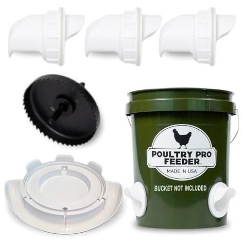 Poultry Pro Chicken Feeder & Waterer Set - As seen on Shark Tank, 3 Ports, Seal Bushings, Hole Saw & Waterer, DIY Feeders for Buckets, Barrels, Bins & Troughs (Bucket Not Included) - style: Feeder and Waterer Bundle