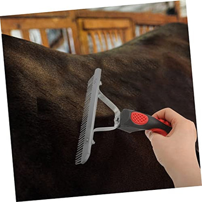 Horse Grooming Comb with Ergonomic Rubber Handle Durable Metal Horse Hairbrush for Fur Cleaning and Shedding Non Slip Comfortable Grip