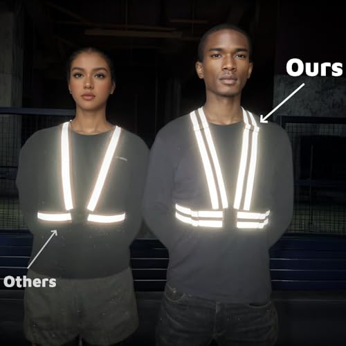 High Visibility Reflective Safety Vest | Lightweight,Adjustable & Elastic | Hi Vis Running Gear for Jogging,Walking,Cycling,Construction Workers,Motorcycle,Men,Women (1, YELLOW) | Adjustable Elastic Suspenders,Reflector Safety Vests Men Women,Hi Vis Vest