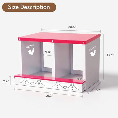 Chicken Nesting Boxes 2 Compartments Metal Egg Laying Boxes and Rollout Egg Collection & Hen on Nest Roll Away Nesting Box Chicken Coops Red - color: Red, size: 2 HOLE