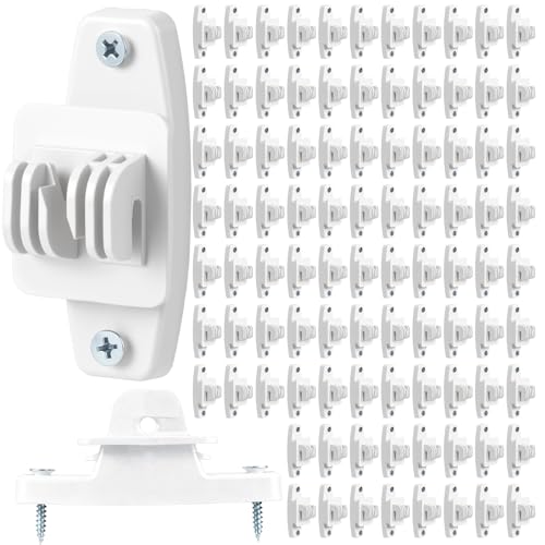 Pushglossy 100 Pcs Electric Wire Fence Insulators Electric Fence Wood Post Claw Insulators Accessories Nail Wood Post Nail on Insulator for Hi-tensile, Heavy Duty Fencing Wire Polywire (White) - color: White