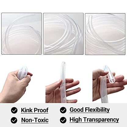 Clear Plastic Tubing 1/2" ID × 5/8" OD -100 Ft Dimensions 60PSI,Flexible Vinyl Tubing BPA Free Non-Toxic, Multipurpose Hybrid Clear Reinforced Tube with 2 Screw Clamps - size: 1/2'', style: 100 feet