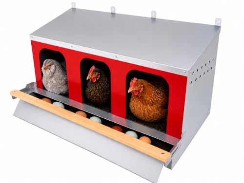 Hen's Choice™ - Roll Out Nest Box for Chickens | Roll Away Nest Box | 3 Compartment 36" | Heavy Duty Galvanized - size: Large 36"