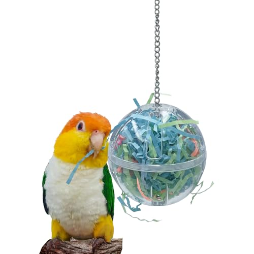 3.5" Hanging Plastic Forager Ball Toy to Unscrew with shredding Paper Inside for Medium and Large Parrot