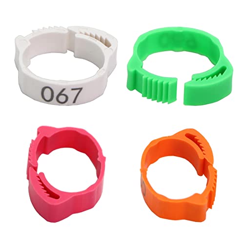 100 Pieces Chicken Foot Rings Identification Leg Bands Numbered Clip Rings Adjustable Reusable Ankle Markers Suitable for Farm Birds, Red - color: Red